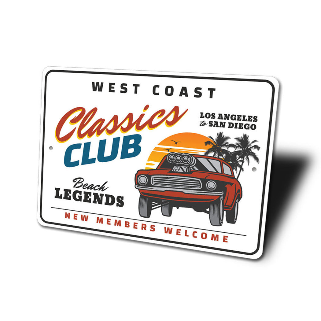 West Coast Classics Club Car Metal Sign