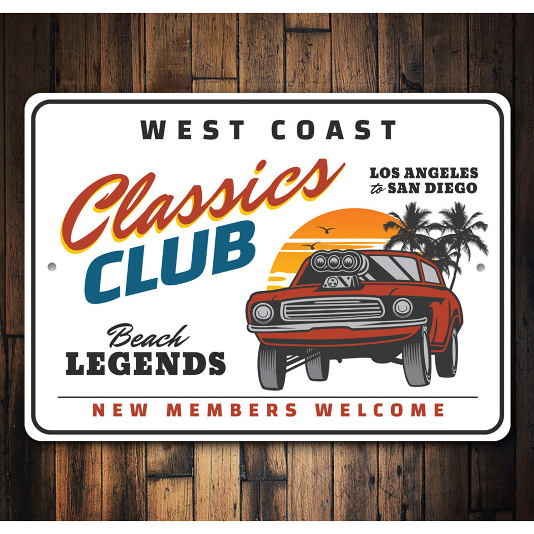 West Coast Classics Club Car Sign