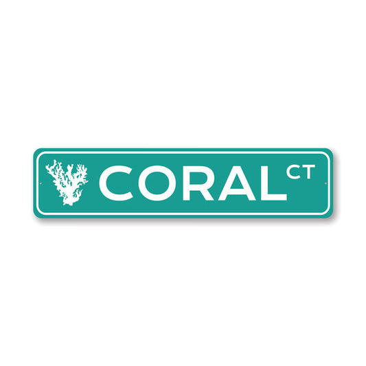 Coral Beach Street Metal Sign