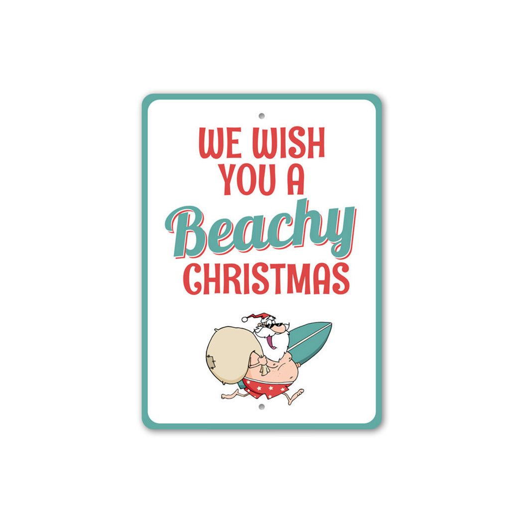 We Wish You a Beachy Christmas Metal Sign