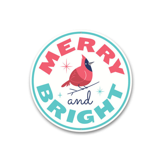 Merry and Bright Cardinal Christmas Sign, Decorative Holiday Sign, Gift Sign