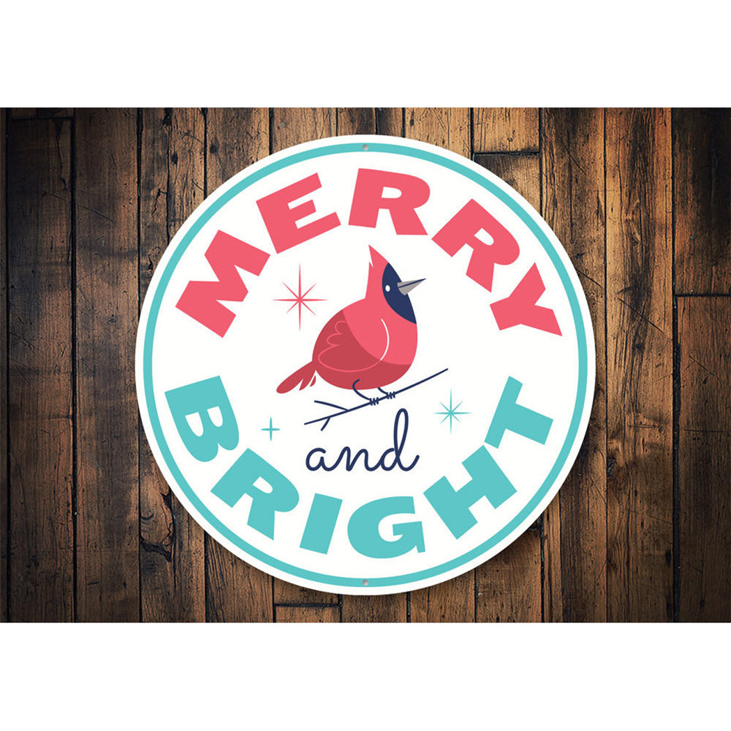 Merry and Bright Cardinal Christmas Sign, Decorative Holiday Sign, Gift Sign