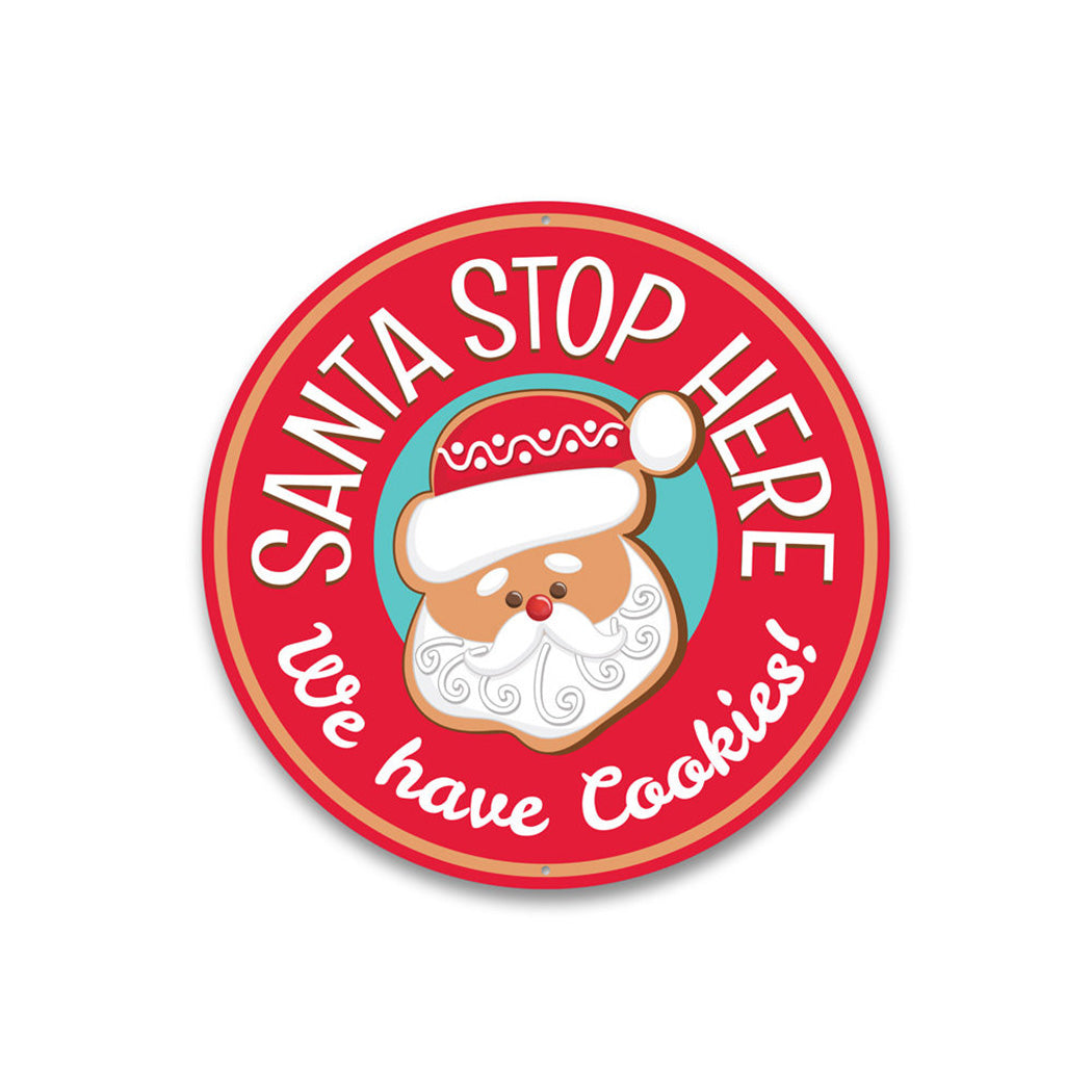 Santa Stop Here, Christmas Cookies Sign, Decorative Holiday Gift Sign