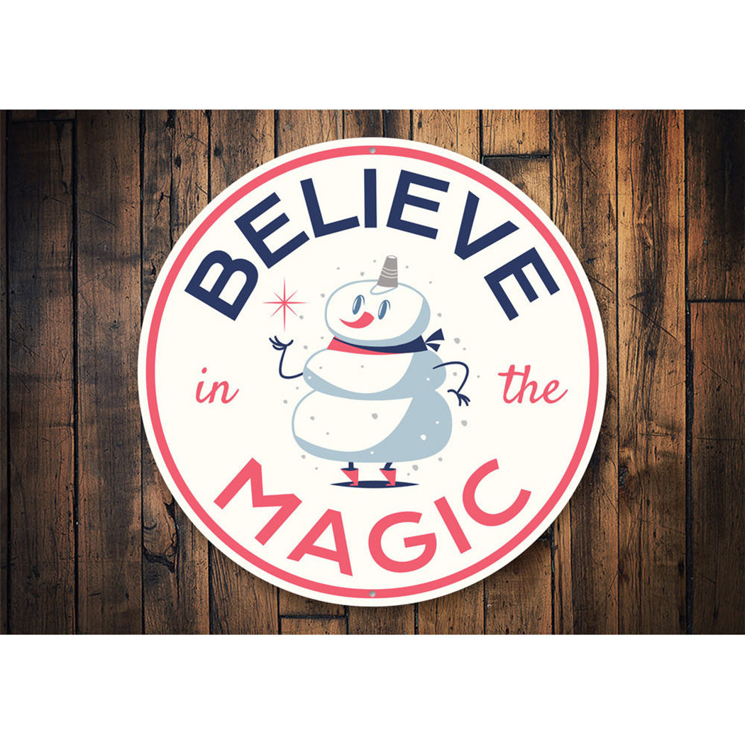 Belive in the Magic Snowman, Decorative Christmas Sign, Holiday Gift Sign