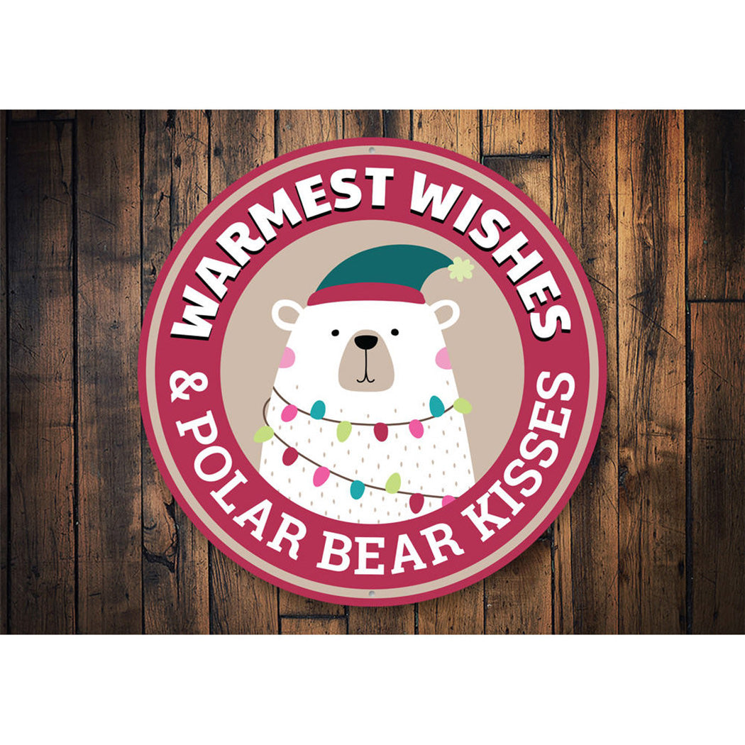 Warmest Wishes and Polar Bear Kisses, Decorative Christmas Sign, Holiday Gift Sign