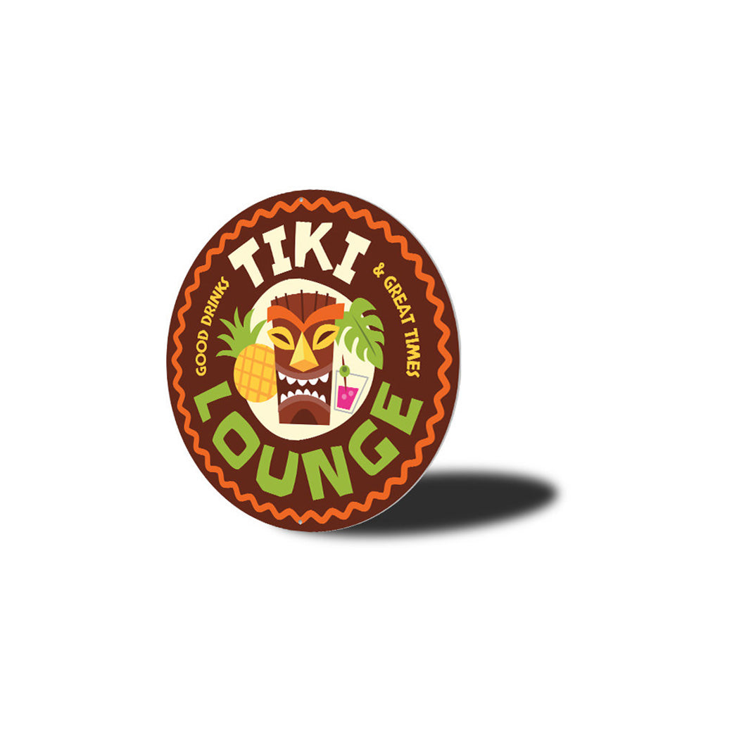 Tiki Lounge Circle Metal Sign