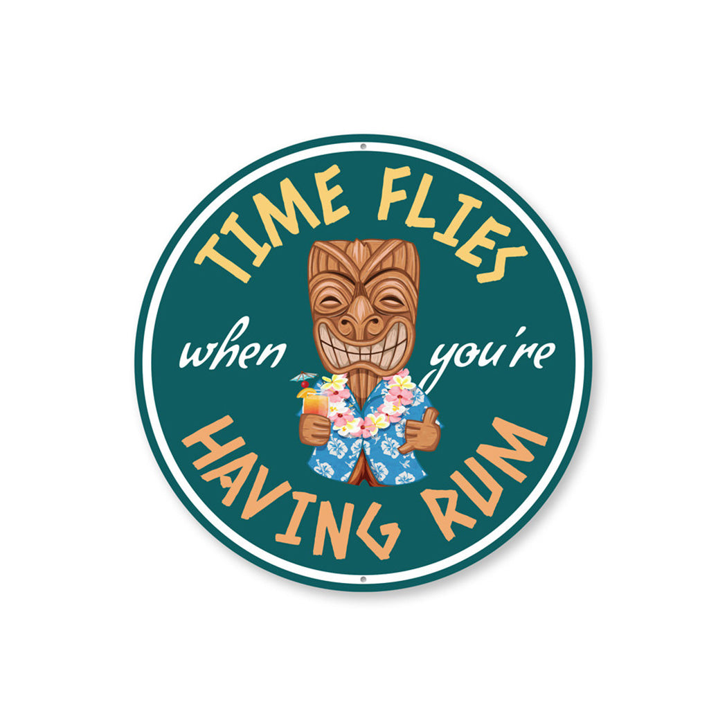 Time Flies Having Rum Bar Sign