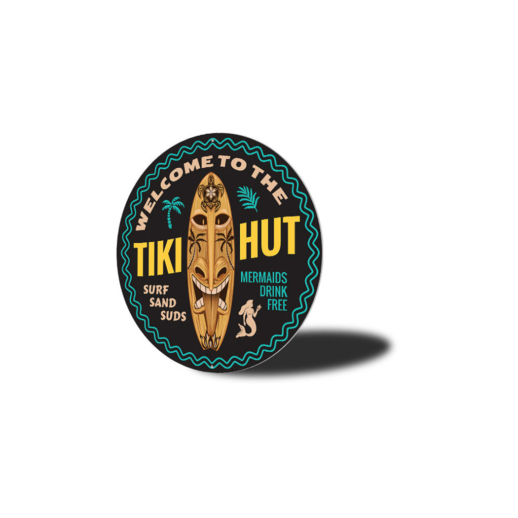 Tiki Hut Metal Sign