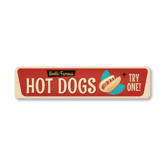 Retro Hot Dog Metal Sign