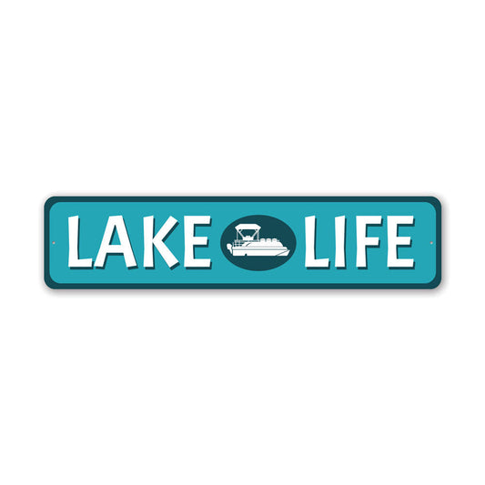 Pontoon Lake Life Metal Sign