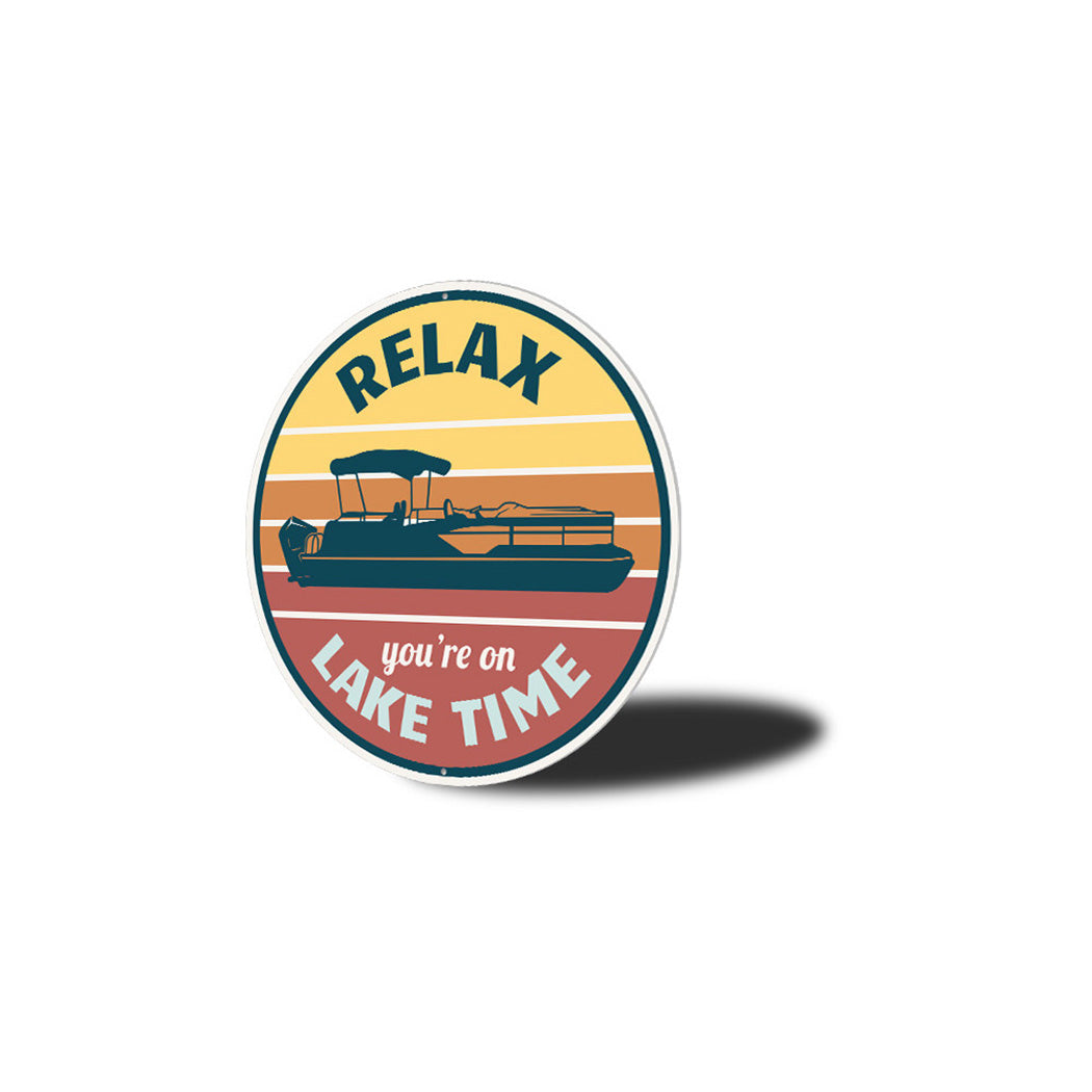 Relax Lake Time Boat Metal Sign