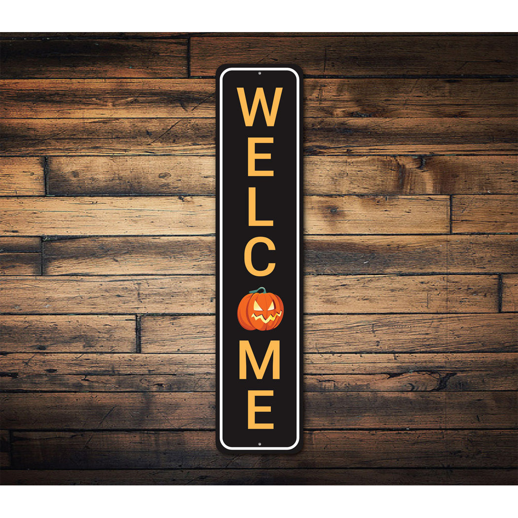 Welcome Halloween Pumpkin Sign