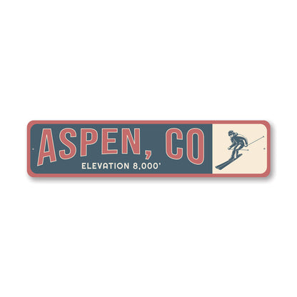 Aspen Co Elevation Ski Metal Sign