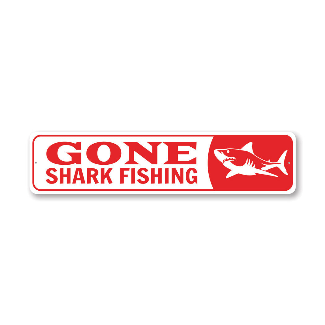 Gone Shark Fishing Metal Sign
