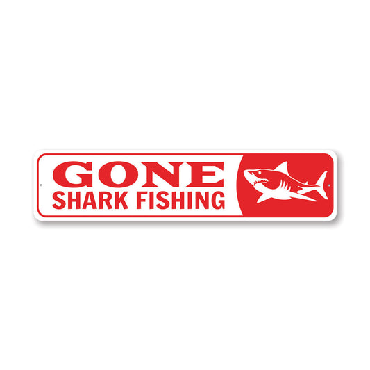 Gone Shark Fishing Metal Sign