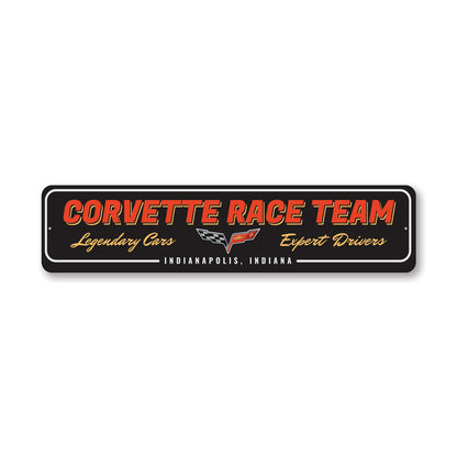 Chevy Corvette Race Team Metal Sign