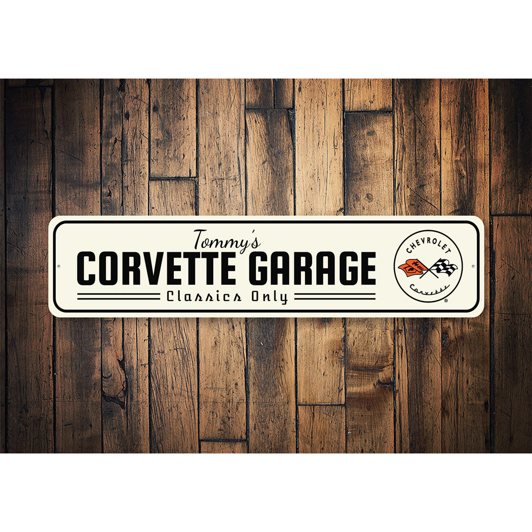 Chevy Corvette Garage Aluminum Sign