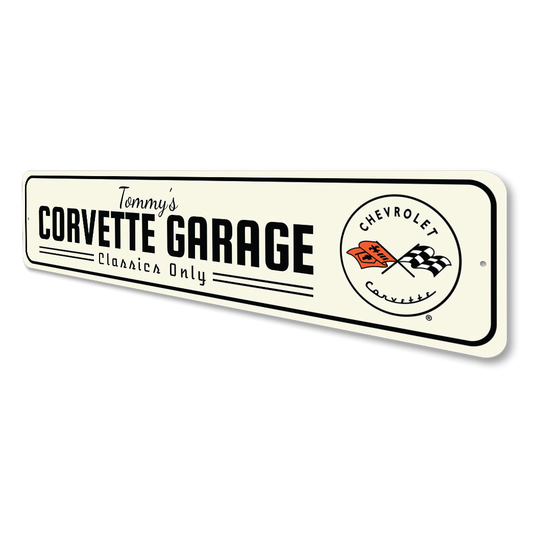 Chevy Corvette Garage Aluminum Sign