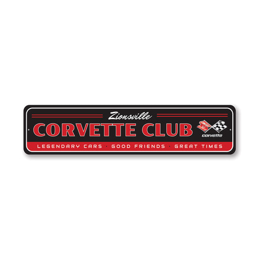 Chevy Corvette Club Aluminum Sign