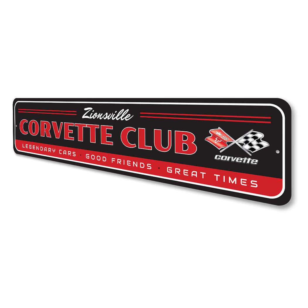 Chevy Corvette Club Aluminum Metal Sign