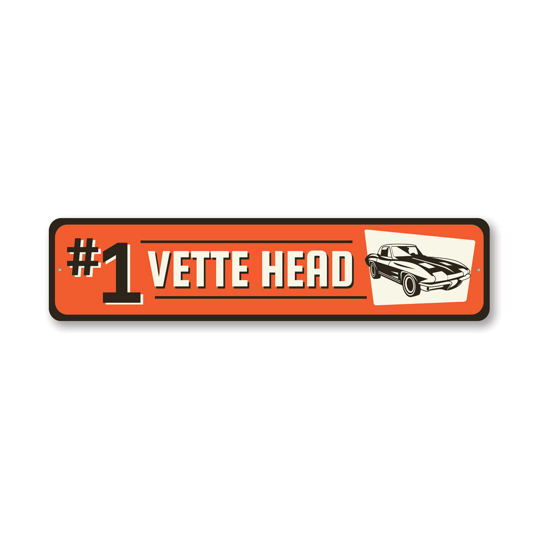 Chevy Vette Head Aluminum Sign