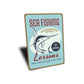 Sea Fishing Lessons Metal Sign