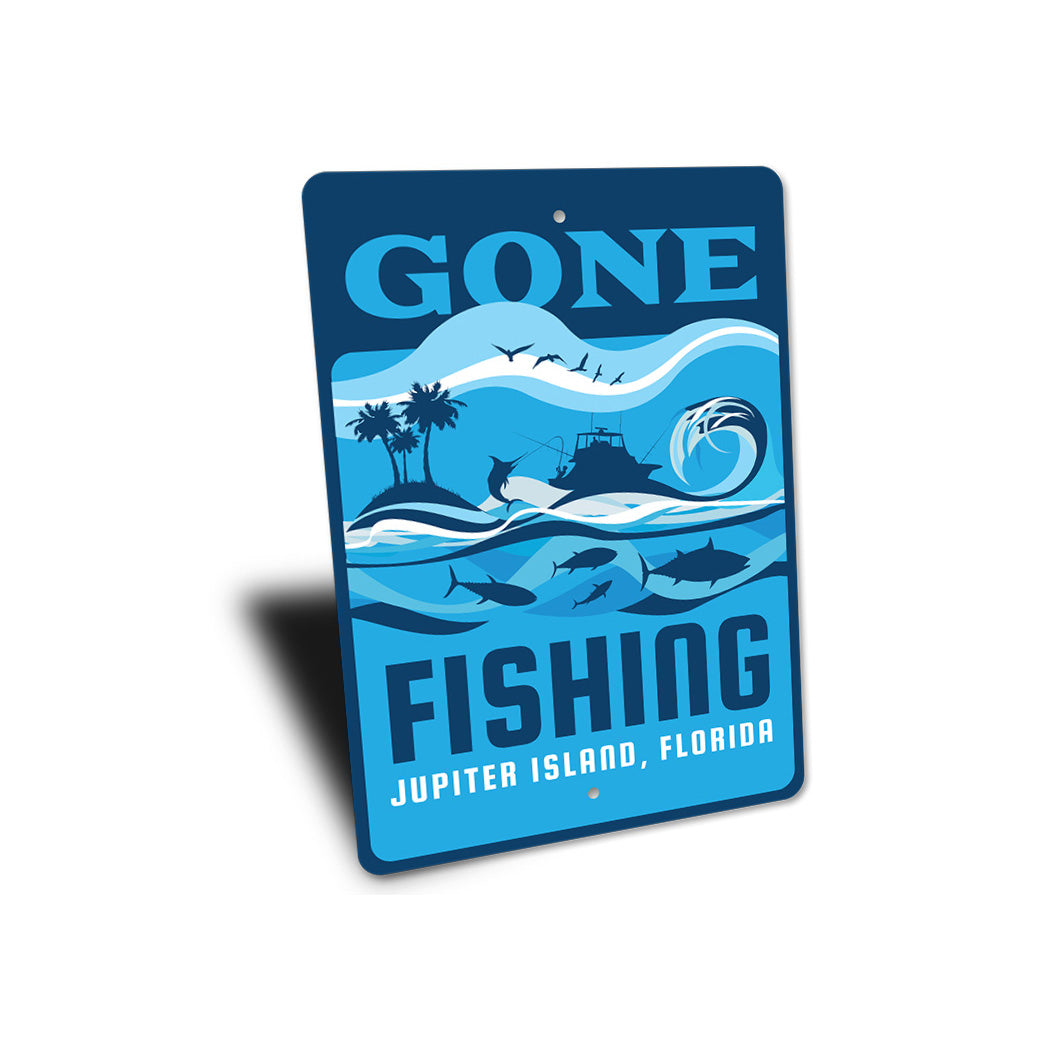 Gone Fishing Custom Aluminum Metal Sign