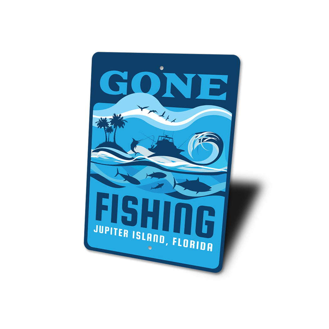 Gone Fishing Custom Aluminum Metal Sign