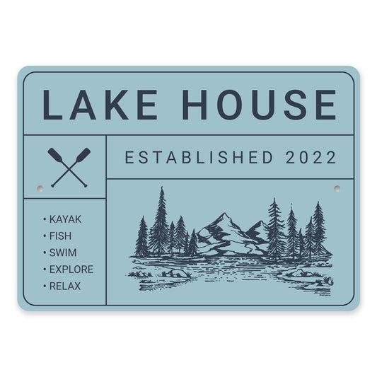 Lake House Established Year Metal Sign