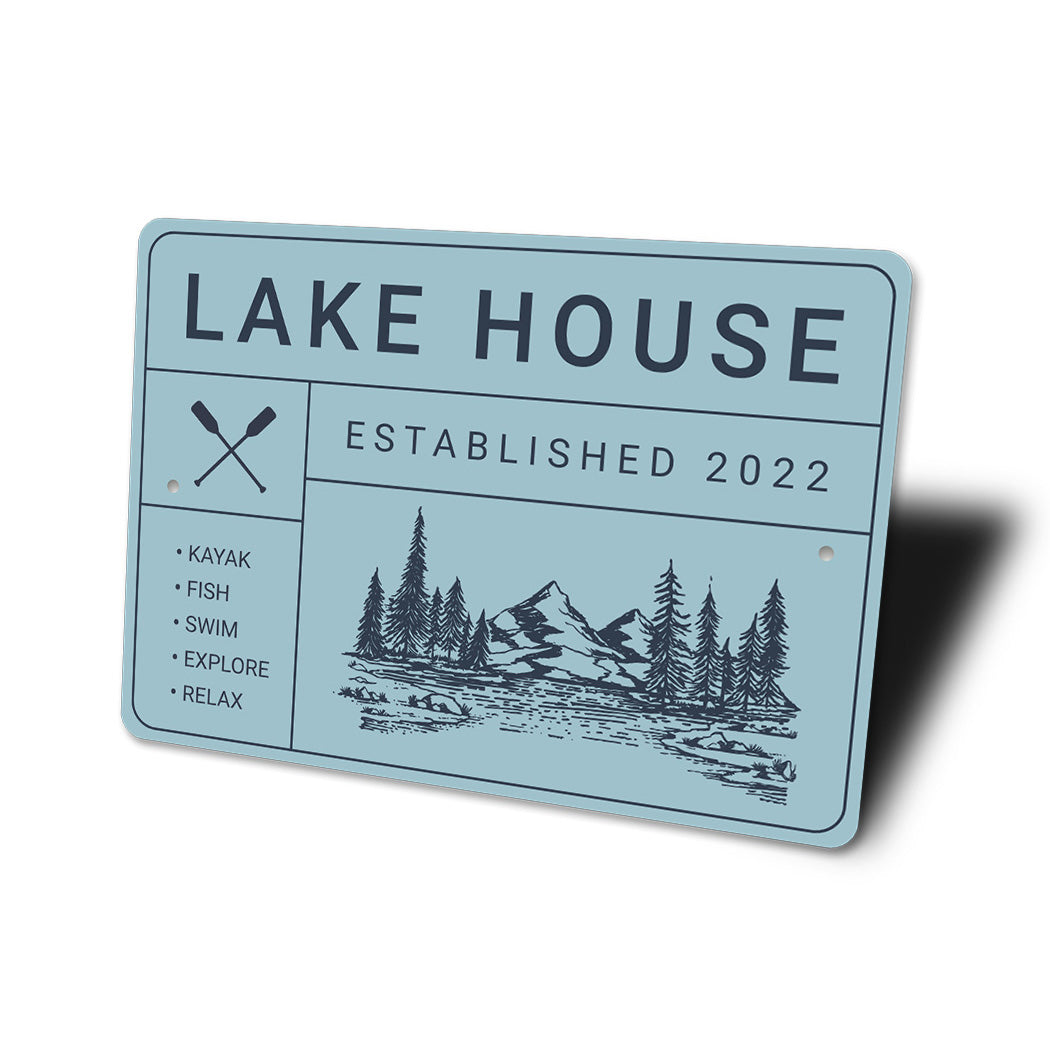 Lake House Established Year Metal Sign