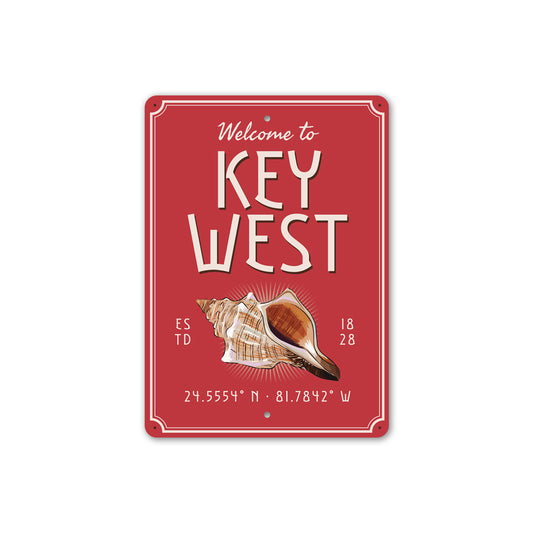 Key West Coordinates Conch Shell Sign