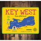 Key West Beach Map Sign