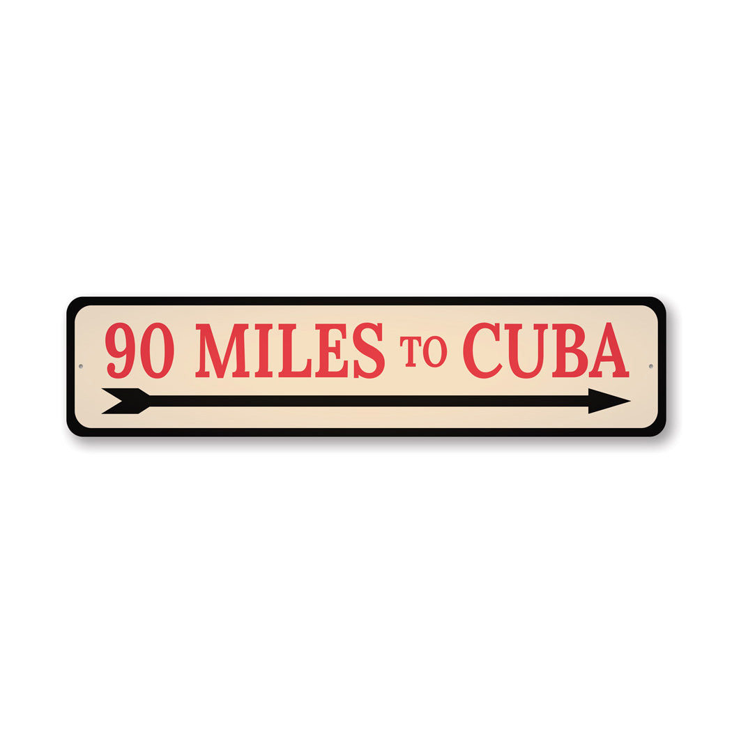 90 Miles To Cuba Key West Sign