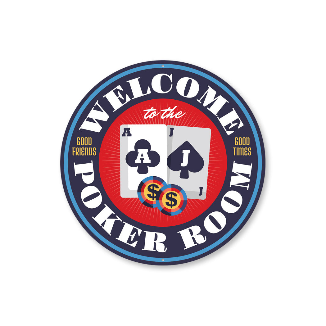 Welcome To The Poker Room Circle Sign