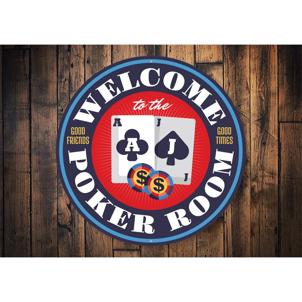 Welcome To The Poker Room Circle Sign