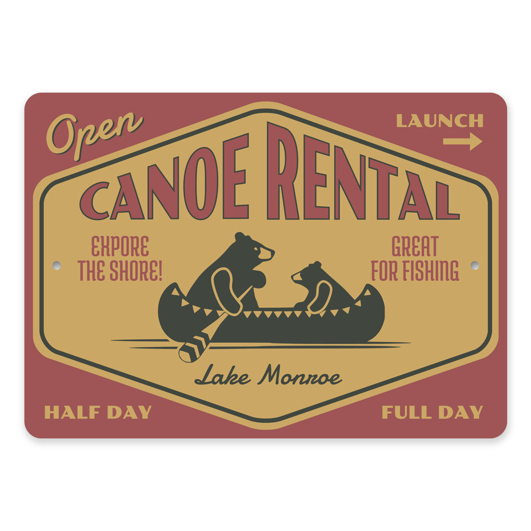 Canoe Rental Explore The Shore Great For Fishing Sign