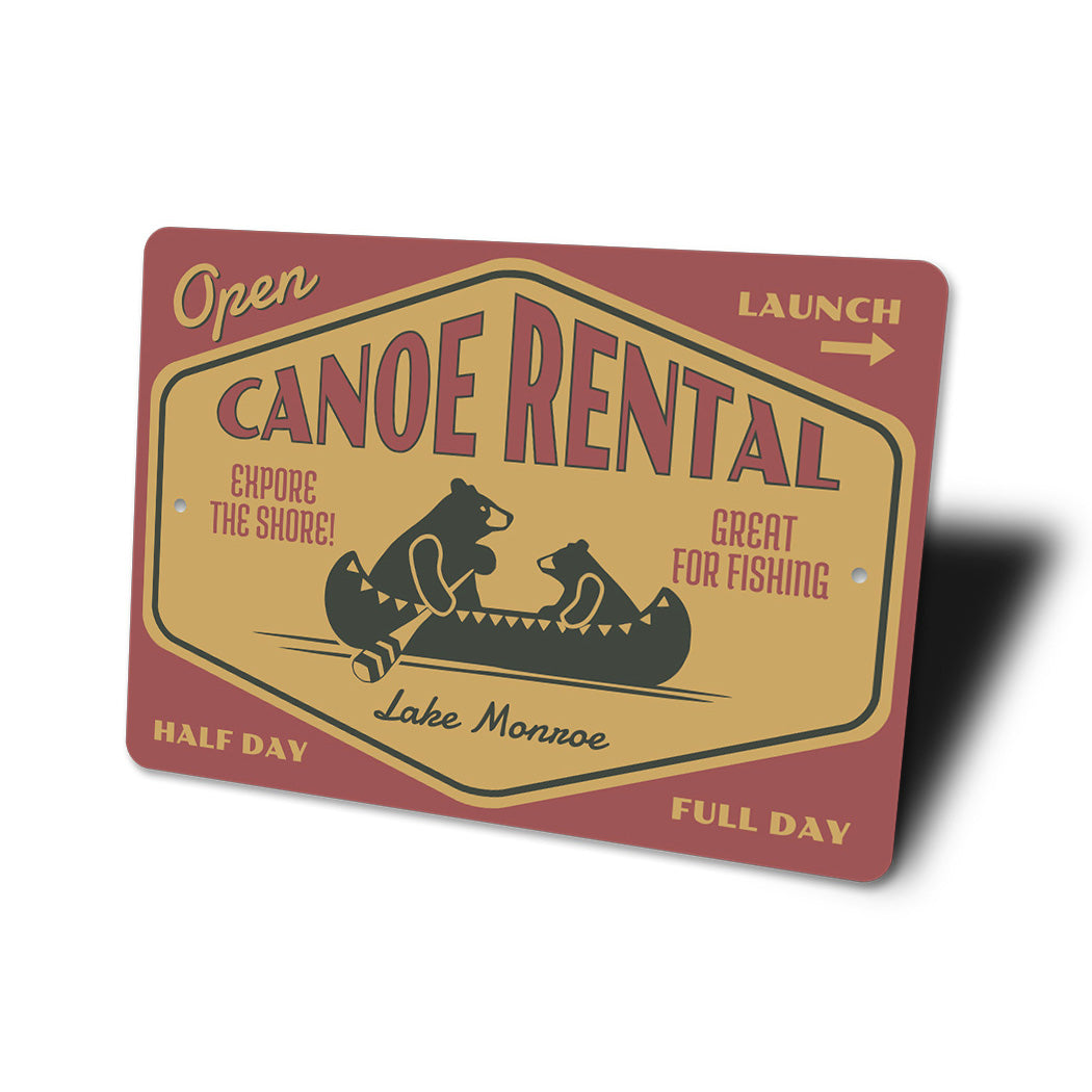 Canoe Rental Explore The Shore Great For Fishing Sign