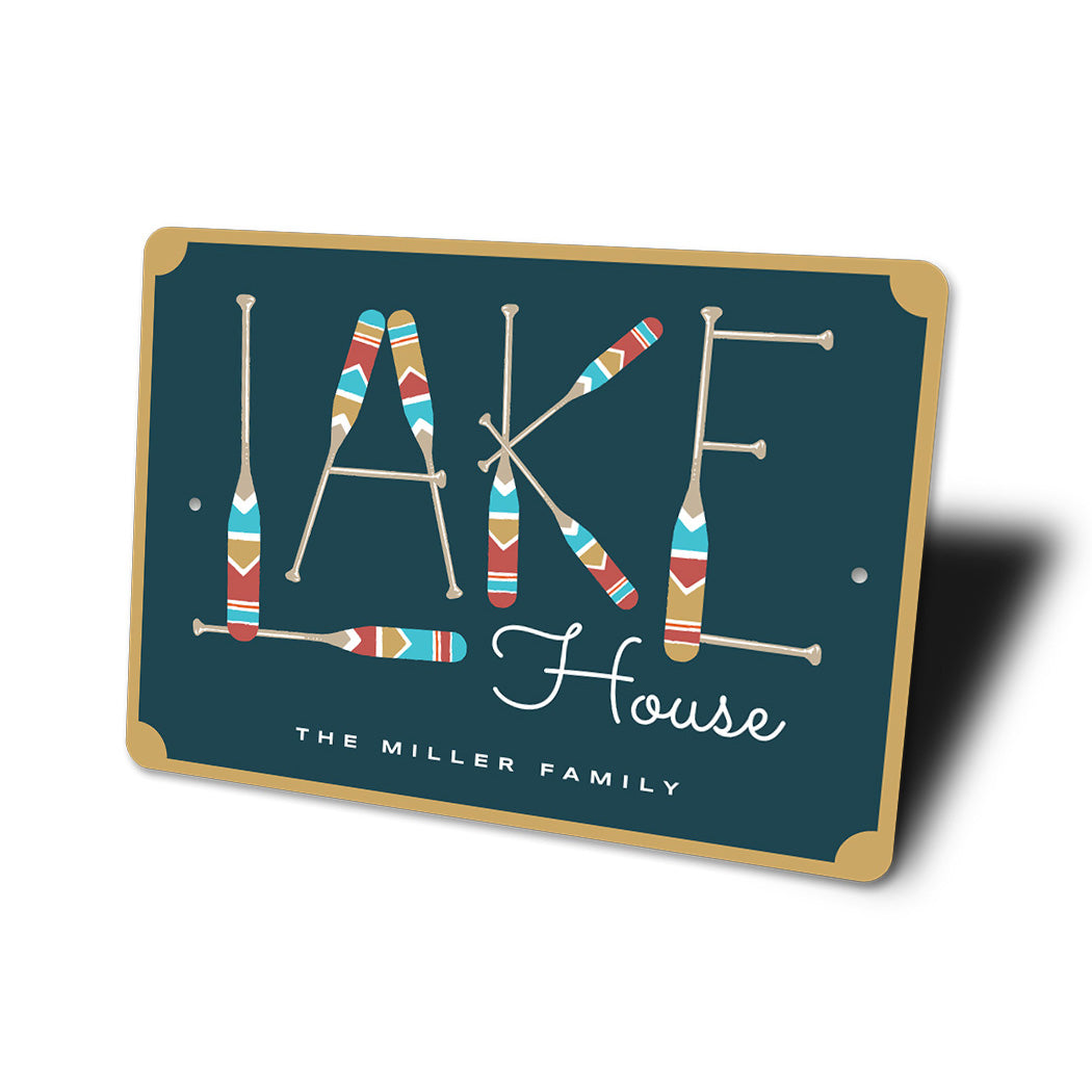 Lake House Wood Paddle Family Name Sign