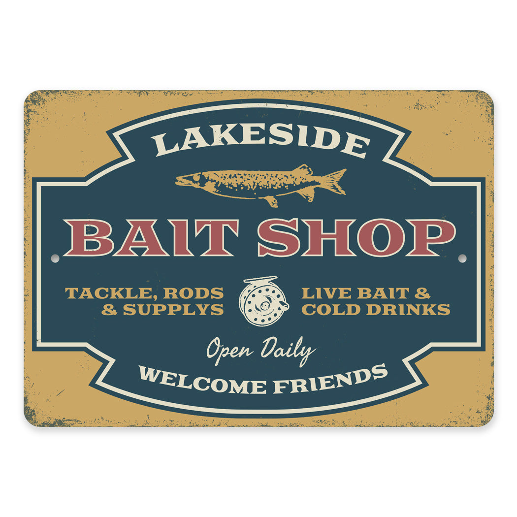 Lakeside Bait Shop Tackle Rods Welcome Friends Sign