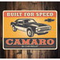 Chevy Camaro Built For Speed Sign