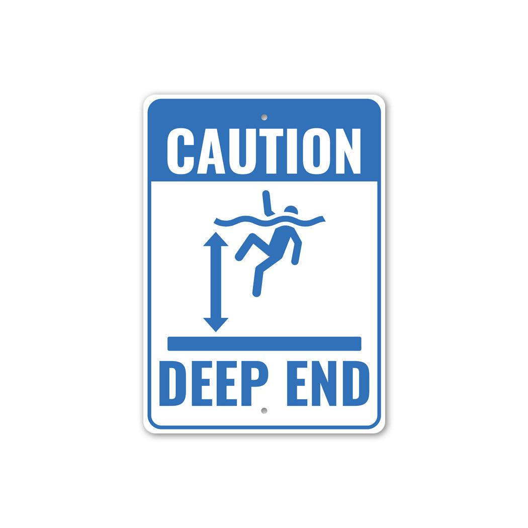 Pool Caution Deep End Sign