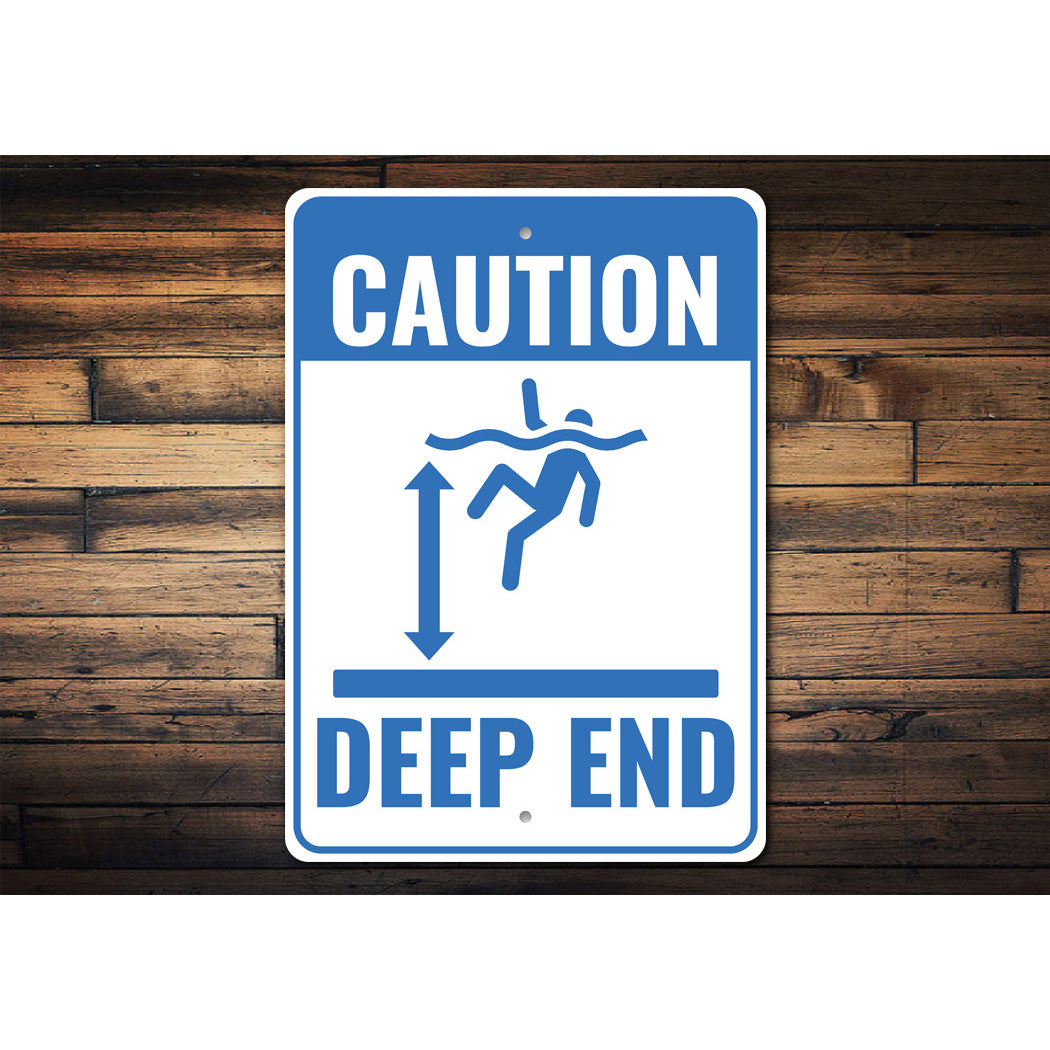 Pool Caution Deep End Sign