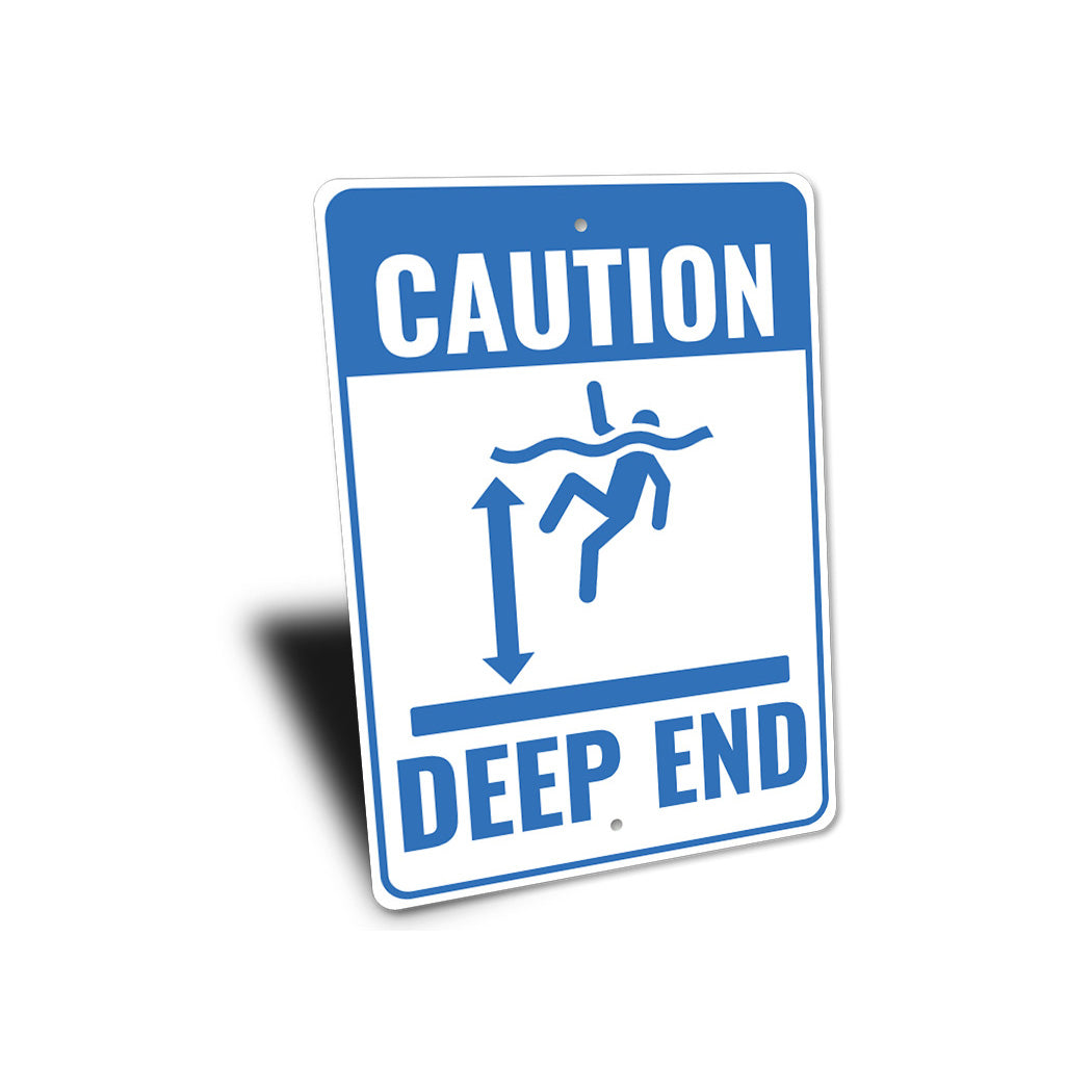 Pool Caution Deep End Sign