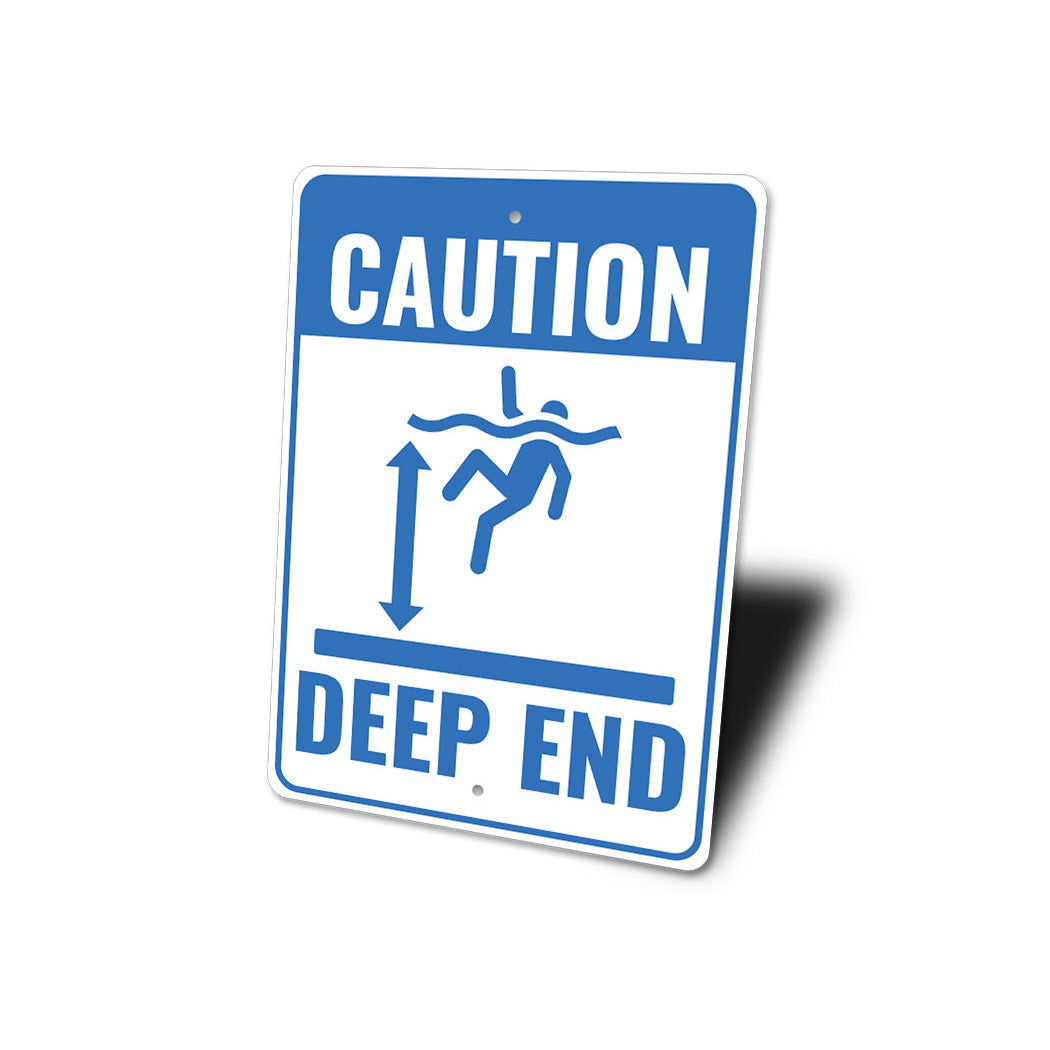 Pool Caution Deep End Sign