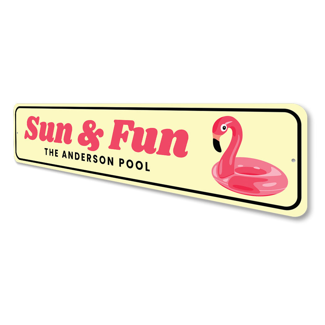 Flamingo Floatee Sun And Fun Pool Sign