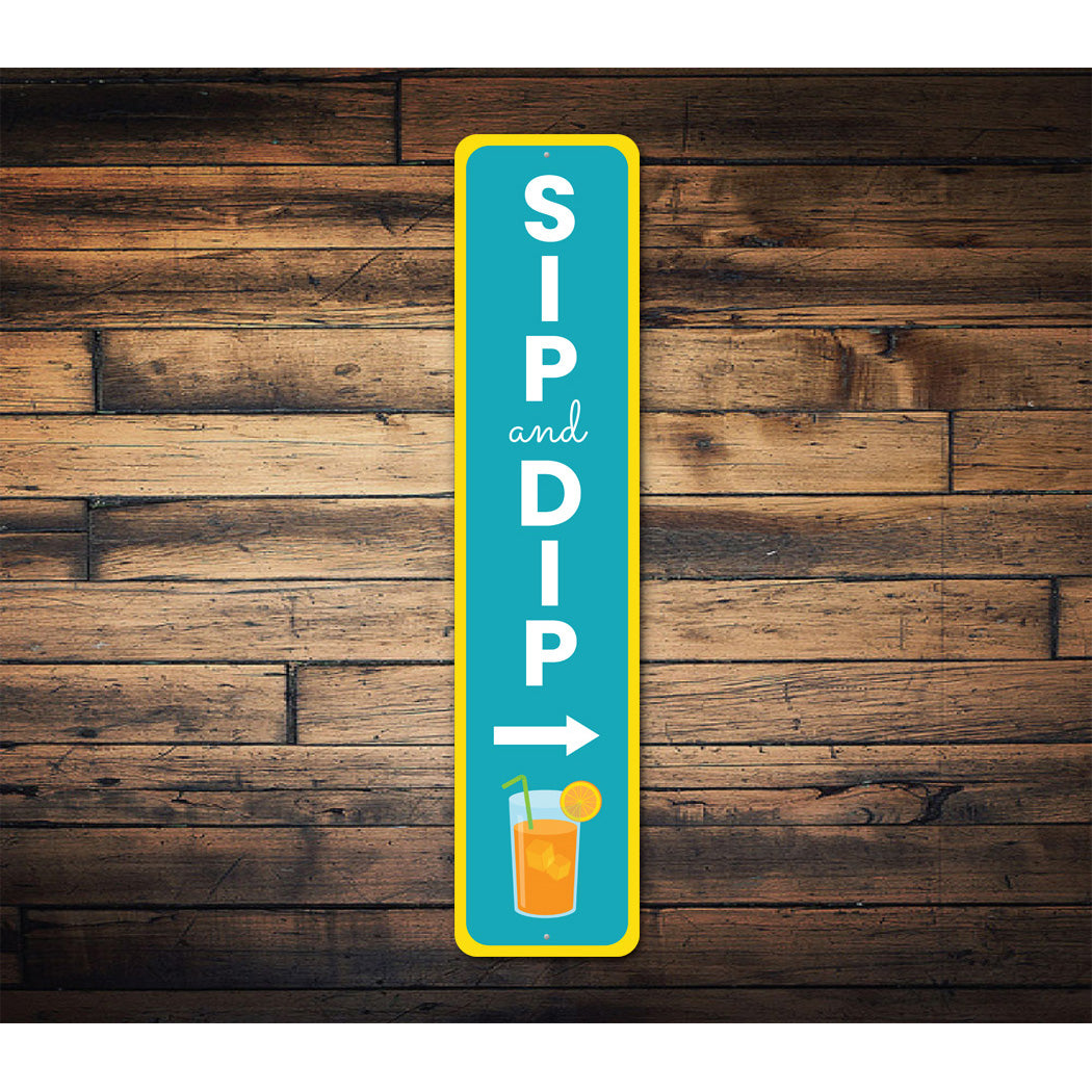 Sip And Dip Orange Juice Swimming Pool Sign