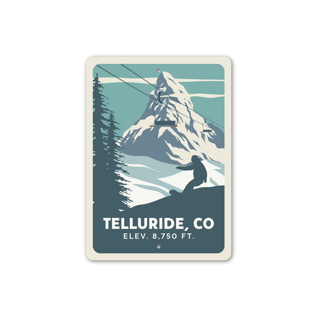 Telluride Colorado Elevation Ski Lift Sign