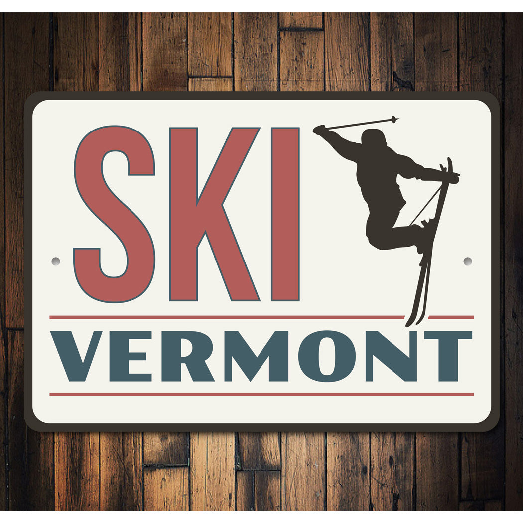 Ski Vermont Ski Grab Jump Sign