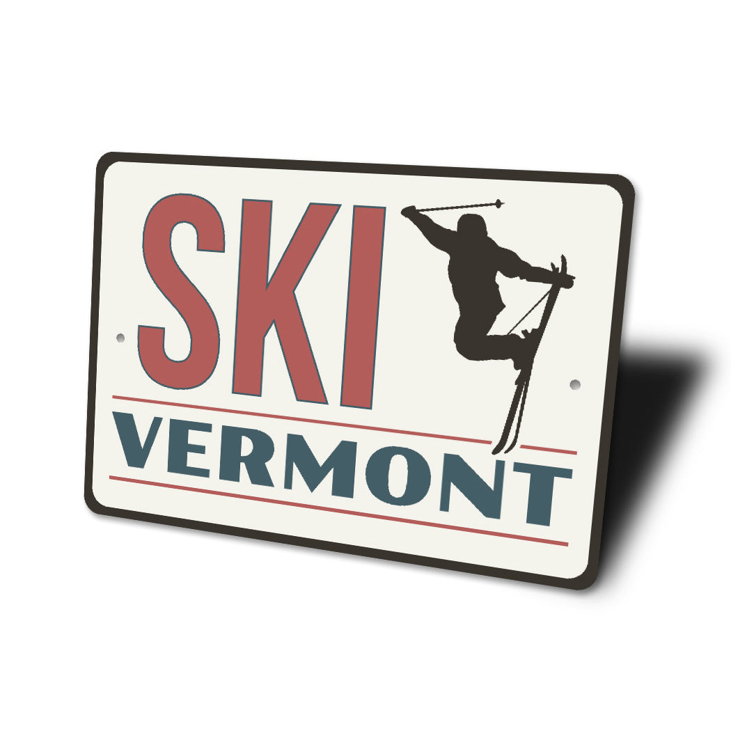 Ski Vermont Ski Grab Jump Sign