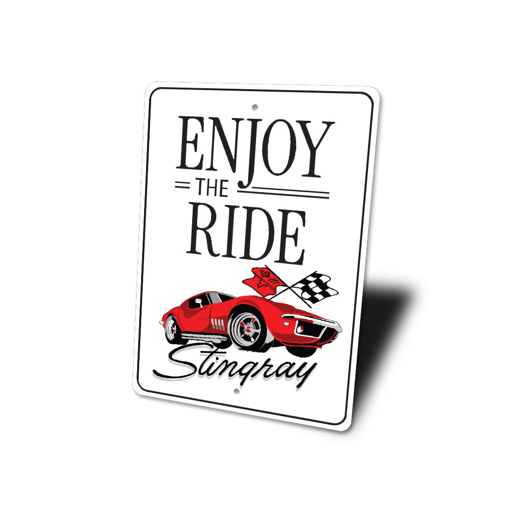 Enjoy The Ride Stingray Chevy Corvette Decor Metal Sign